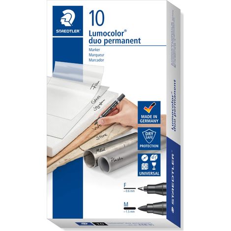 Staedtler Lumocolor Duo marcatore permanente Punta a ogiva/sottile Nero 1 pz (1/4)