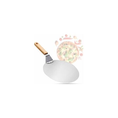 Pala para pizza de acero inoxidable con mango de madera, para piedra de pizza, para pan, para pasteles y para pizza (10 pulgadas) (1/5)