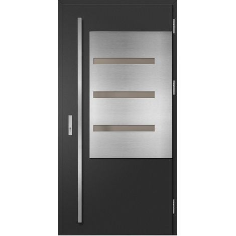 Porte d'entrée en acier avec cadre en aluminium MELK 1 90200 -100200 cm - Poussant: Droit - Dimensions: 90 cm