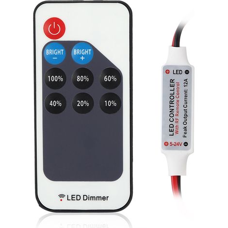 Télécommande mini variateur RF monochrome 5-24 V CC à 9 touches pour éclairage de ruban LED (1/5)