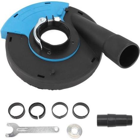 GARRYFIZH Capot de protection contre la poussière pour meuleuse d'angle, bleu et noir, collecteur multifonctionnel de 12,7 cm (5 pouces) pour sols en pierre et béton. (1/5)