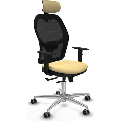 Silla de oficina piqueras y crespo Jorquera crema cuero sintético aluminio (1/2)
