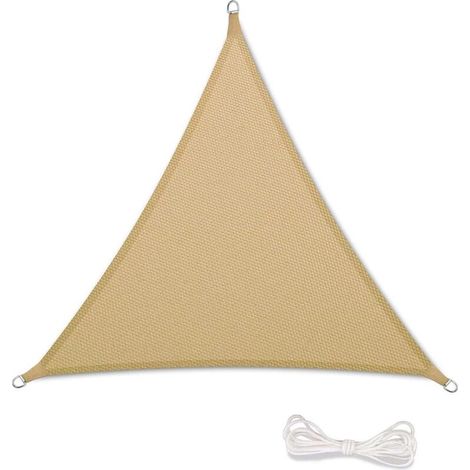 Voile d'ombrage 2x2x2m Auvent Résistante aux Imperméable pour Patio & Terrasse Jardin de Protection Solaire 90% Une Protection des Rayons UV avec Corde Libre Triangulaire Sand