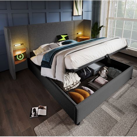 Cama Baúl 180x200 Cm Cabecero Multifuncional Y Almacenaje Integrado (1/5)