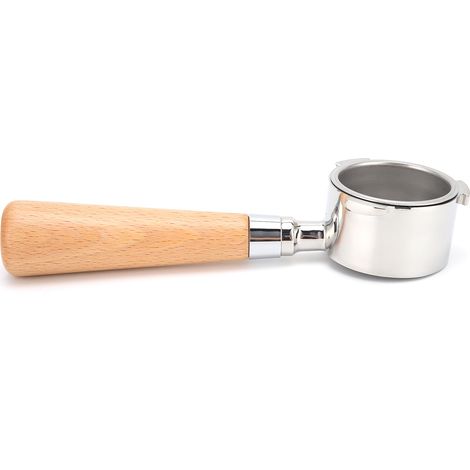 Kaffeefilterhalter aus Edelstahl, bodenlos, Ersatzsieb, Zubehör für Kaffeemaschinen, 51 mm, Buche (1/5)