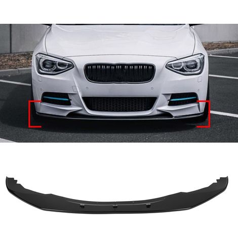 Spoiler de pare-chocs avant en deux parties pour BMW Série 1 F20 F21 Pre LCI M-Sport 2012-2015 (ZST-409) Noir brillant surdimensionné