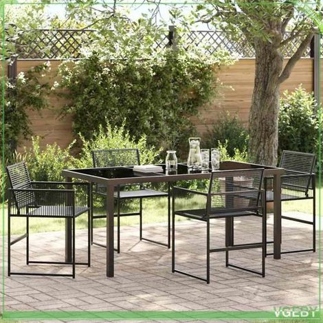 Ensemble de salle à manger jardin - FAFEICY - Réglable en hauteur - Noir - Pliable - Acier revêtu de poudre (1/5)