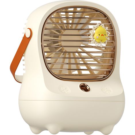 Ventilateur de bureau électrique brumisateur rechargeable USB, portable, blanc, idéal pour la maison et les voyages.