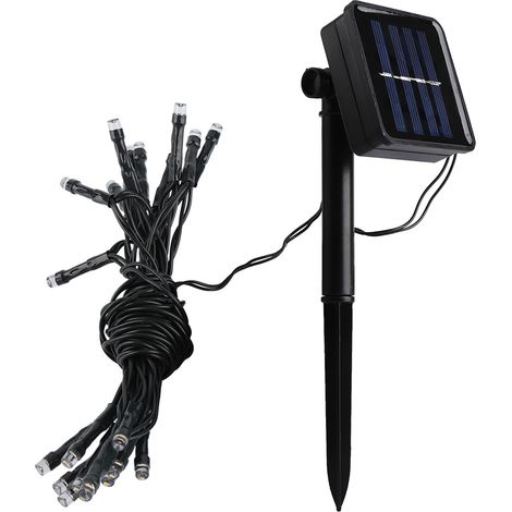 Guirlande lumineuse solaire de 2 mètres avec 20 LED, blanc chaud, pour décoration extérieure. (1/5)