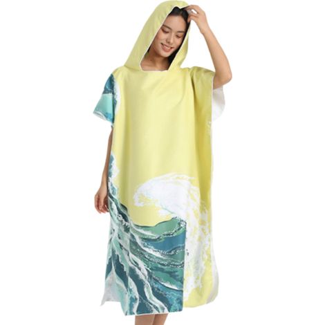 1 Poncho de bain, serviette de plage, capuche, double fermeture éclair, tissu 150D, surf (1/5)