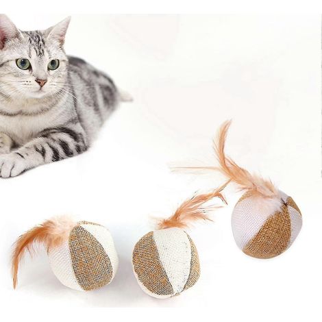 Jouet à l'herbe à chat pour chaton, balle à mâcher ultra douce et confortable, résistante aux morsures, avec plumes, pour l'intérieur (1/2)