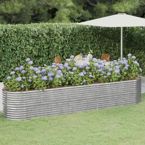 Jardinière de jardin Acier enduit de poudre 368x80x68cm Argenté (1/5)