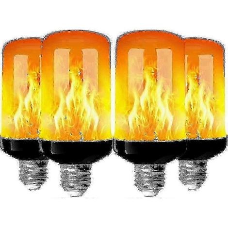 Lot de 4 ampoules LED E27 effet flamme 4W, culot E27, modes d'éclairage décoratifs pour intérieur, jardin, fêtes, etc. (1/5)