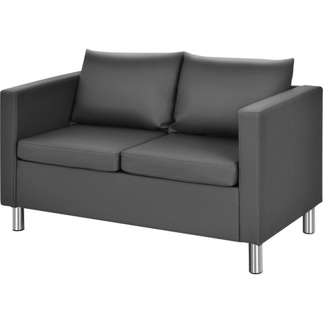 Divano moderno a 2 posti 120 x 60 x 62,5 cm seduta comoda sensazione accogliente pelle PU grigia 200019352