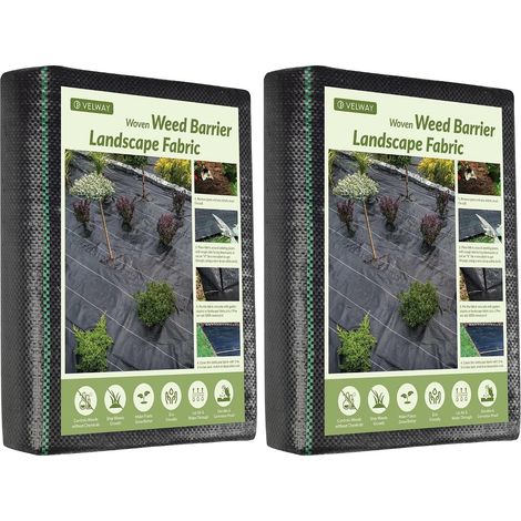 Toile de Paillage 1,2x15M - Geotextile de Paillage Contre Les Mauvais Herbes en 100g/m² Fibres de Polypropylène Tissées Perméable à l'eau, Résiste Rayons UV, Anti Repousse (Lot de 2) (1/5)