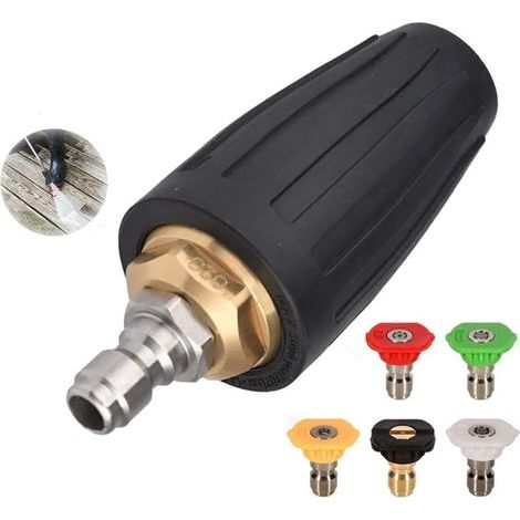 High-pressure cleaner with rotating turbine nozzle, 5 angles, very efficient cleaning tool, removes dirt. (1/5)