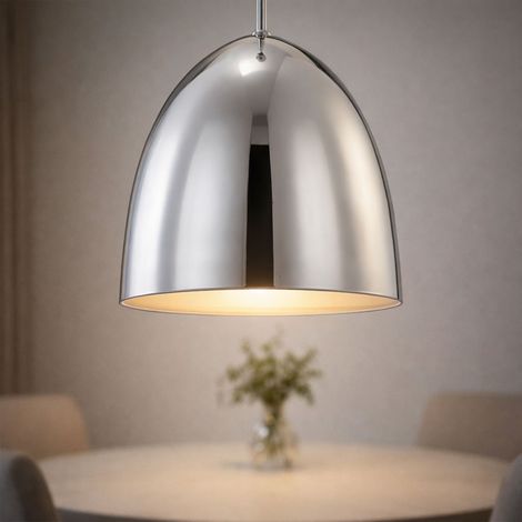 LED Pendelleuchte Retro Hängelampe Esstischleuchte Küchenleuchte silber, Aluminium Chrom, 7W 630Lm warmweiß, DxH 25 x 132 cm
