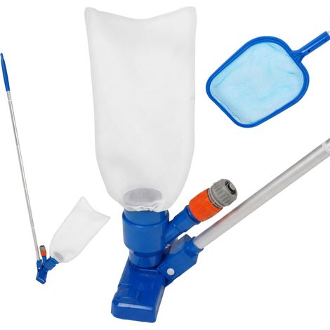Kit Piscine 3 pcs - Perche Longue, épuisette, Argent/Bleu (1/4)