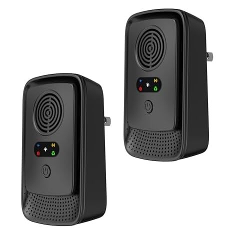 Répulsif Ultrasons 5 Modes de Fonctionnement, Mode Silencieux, Efficace Contre Les Rats Rongeurs Souris Fourmis, Araignées, Moustiques, Cafards, Non-Toxique, sans Radiation, 2 Pack (noir-5) noir-5 -