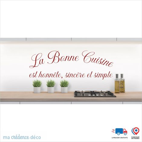 Crédence : LA BONNE CUISINE 1 - Couleur Rouge carmin - Alu composite - 120 - 60 (1/3)