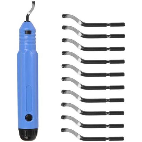 Pair Ensemble d'outils d'ébavurage à poignée en métal avec 10 lames de rechange Lame rotative à 360 ° pour imprimantes 3D Métal Plastique Aluminium Bois et acier inoxydable (1/5)