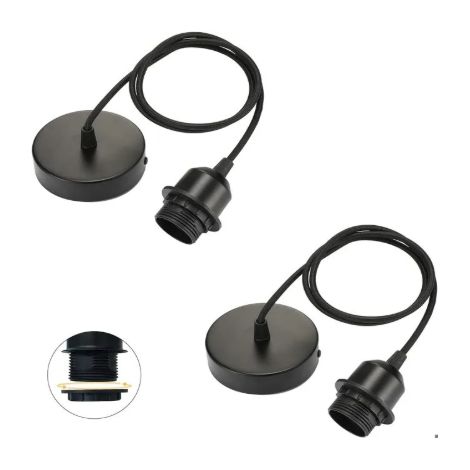 Cordon D Alimentation - Anneau De Fixation - 100 Cm - Noir - Lot De 2 (1/5)
