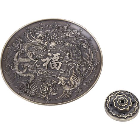 Porte-encens en alliage de zinc, motif dragon, pour chambre ou temple, bronze. (1/5)