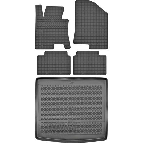 Ensemble de tapis de sol en caoutchouc + tapis de coffre pour Kia Ceed II SW / Kombi (2012-2018).
