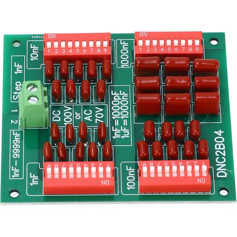 Condensateur programmable 1 nF par pas de 4 chiffres (décade) à film polypropylène, 100 V CC / 70 V CA, référence DNC2B04 (1/5)