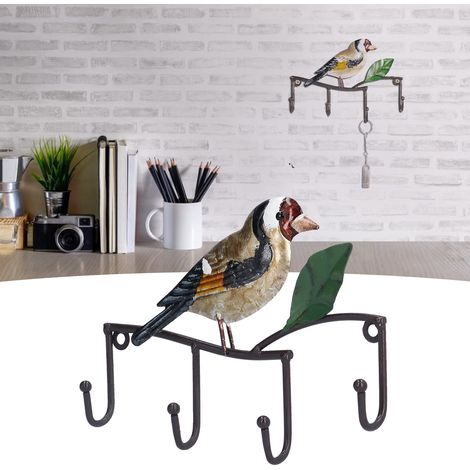 [Porte-manteau mural] Crochet mural en fer à effet vintage forme d'oiseau pour porte, clés, vêtements (chambre, salon, bureau) (1/5)