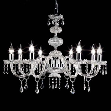Lampadario sospeso DALLAS D87 cm in cristallo con finiture cromo 8 luci (1/3)
