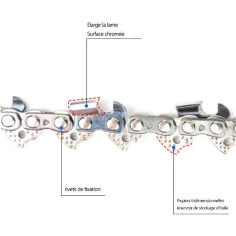 Chaîne de tronçonneuse de 45 cm, 74 maillons, 37 lames, compatible avec des marques telles que Husqvarna, McCulloch et Mac Allister. (1/3)