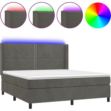 Maison Exclusive - Letto a Molle con Materasso e LED Grigio Scuro 180x200 cm