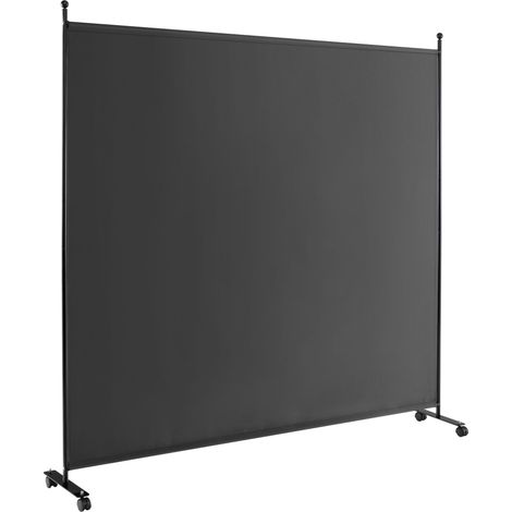 6 Feet Single Panel Rolling Room Divider with Smooth Wheels-Dark Gray (1/5)