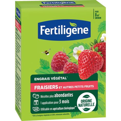 Engrais Végétal Fraisiers et Autres Petits Fruits 650 g - Des récoltes plus abondantes - Seulement 1 application en 3 mois - Jusqu'à 8m² - Produit 100% naturel avec zéolite (1/2)