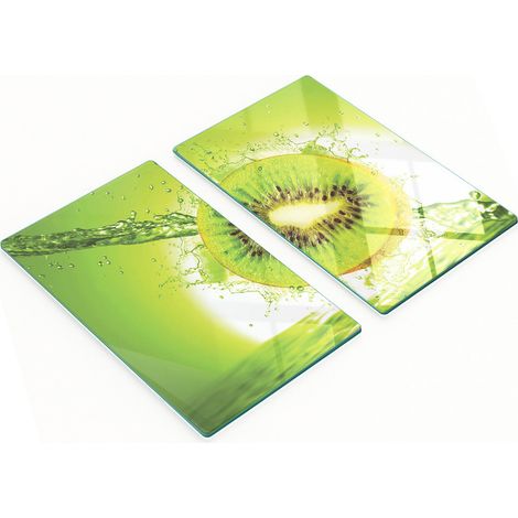 Robuste und stilvolle Glas-Küchenbretter mit Kiwi-Splash-Muster, 2 x 30 x 52 cm (1/5)
