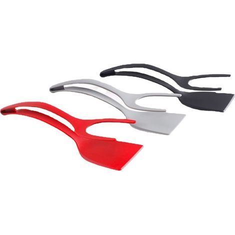Lot de 3 spatules à œufs, 2 en 1 avec poignée et spatule réversible, pince à pain pour poisson, spatule de cuisine antiadhésive, pince à œufs pour la cuisine à la maison (1/5)