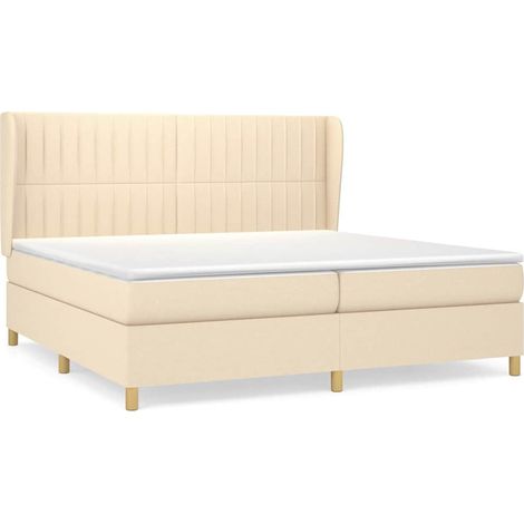 Maison Exclusive - Giroletto a Molle con Materasso Crema 200x200 cm in Tessuto (1/5)