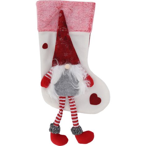 Ornements de Noël Père Noël en Peluche sans Visage avec Jambes pour Décoration de Forêt Profonde et Chaussettes de Noël Blanches (1/5)