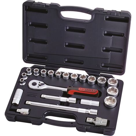 KS Tools - Coffret de douilles 1/2 - 10 à 32 mm - CHROMEmat - 22 pcs - 911.0622