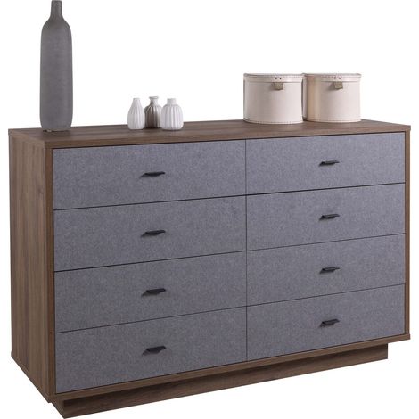 Cassettiera Elegante con 8 Cassetti - Noce/Grigio - 138x89,50x44,40 cm (1/5)