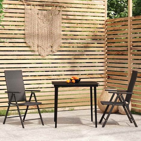 Ensemble à manger de jardin 3 pcs Noir (1/5)