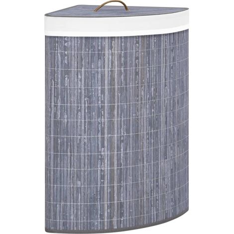 Eck-Wäschekorb Bambus Grau 60 L