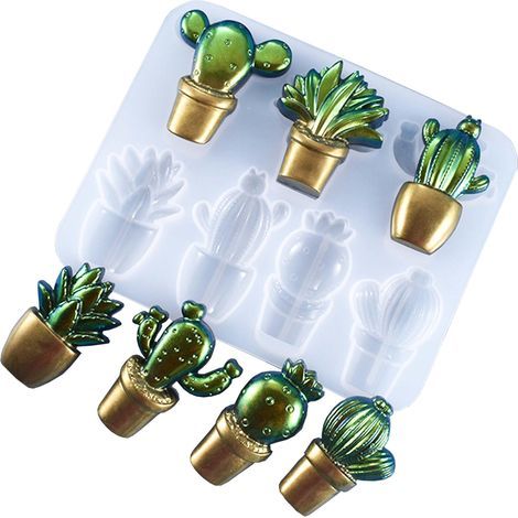 1 PCS Moule à Cactus Moule En Silicone Époxy Moule à Cactus Moules En Silicone Pour Résine Moule D'ornement De Bureau Moule à Pâtisserie Chocolat Ciment Blanche Gel De Silice (1/5)