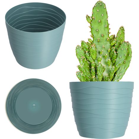 KADAX Blumentopf aus Kunststoff, Pflanztopf, runder Topf, 17 cm, Pfefferminz