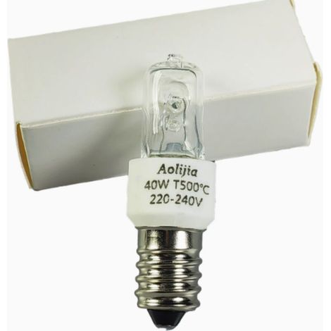 Ampoule halogène E14 pour four, ampoule pour four à 500 °C, 230 V, halogène-tungstène 40 W, éclairage pour équipements en céramique, ampoule résistante aux hautes températures