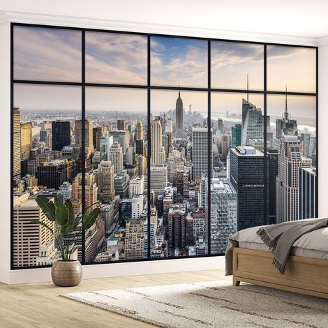 Papier peint panoramique Trompe l'oeil Verrière - New york - 395 cm x 250 cm (1/5)