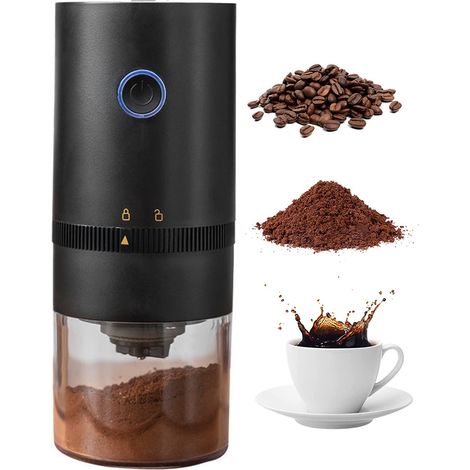 Moulin À Café - Sans Fil - Réglage Multiple De Mouture - Portable - 7,5 x 7,5 x 18 cm - 450 g - Batterie 1250 mAh USB-C (1/5)