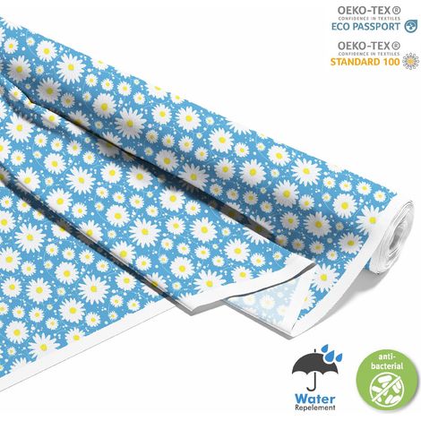 Outdoor dekostoffe oxford - Motiv Gänseblümchen auf blauem I DX388 (1/5)