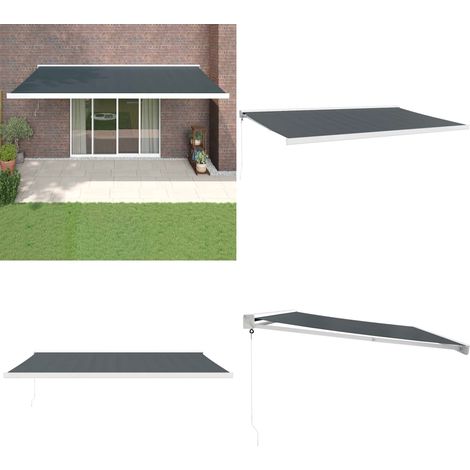 Auvent rétractable anthracite 5x3 m tissu et aluminium - Auvent Retractable - Pergola Mural - Abri Terrasse - Ombrage Exterieur - Stores Exterieurs - Home & Living (1/5)